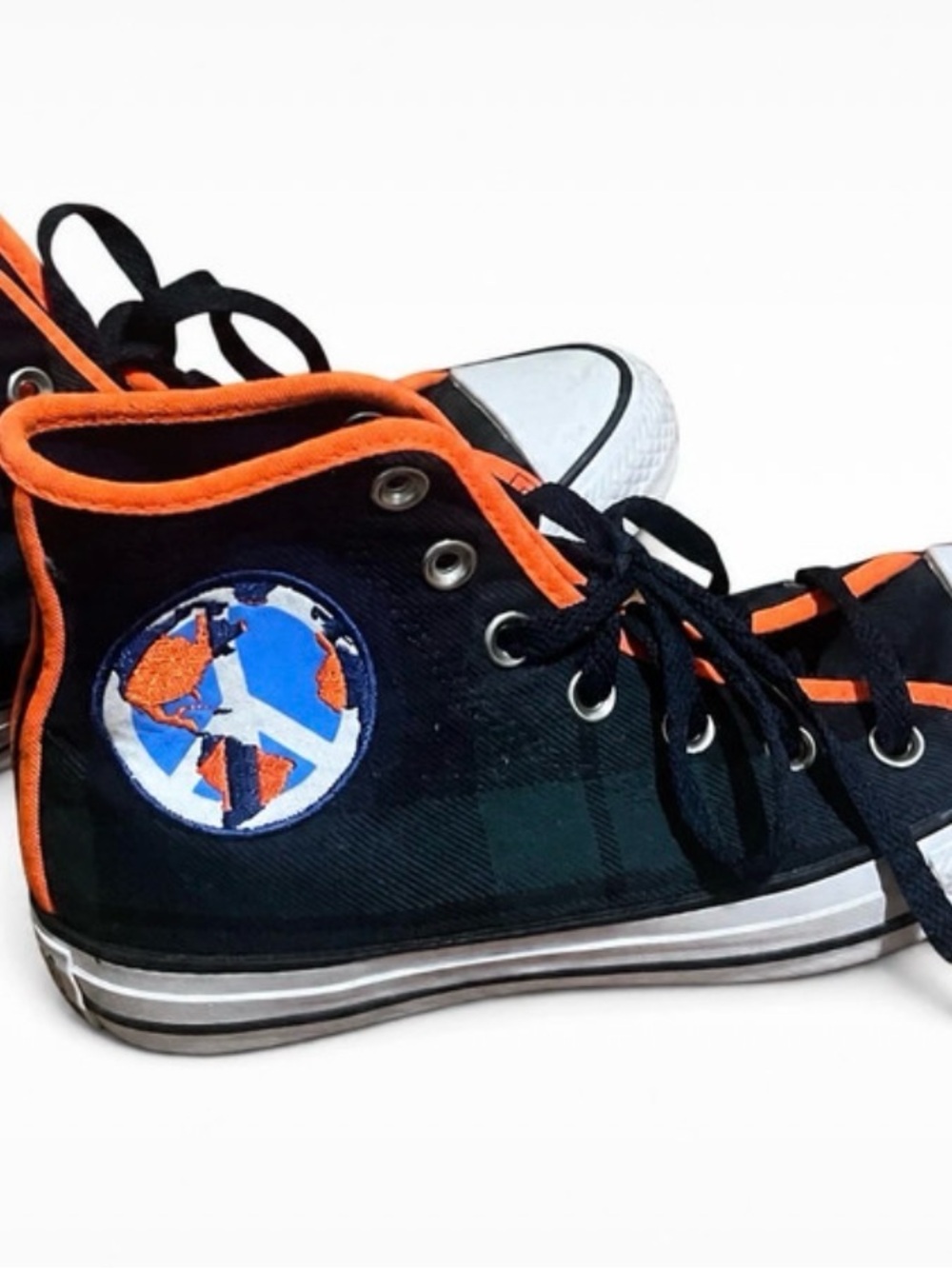 Converse Chuck Taylor All Star High World Peace Green Plaid Orange Wmns 6